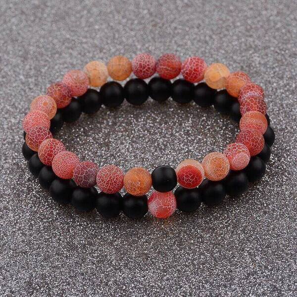 Wind Fossil Agate Beads Bracelet