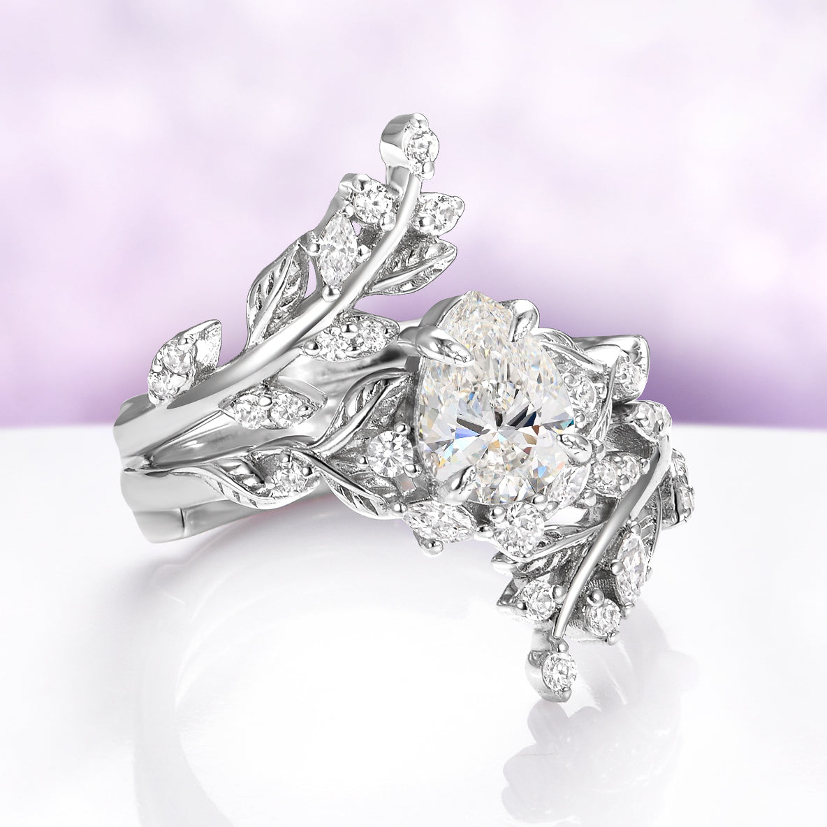 Wisteria Lab-Grown Diamond Engagement Ring Set in 14K White Gold (IGI Certified)