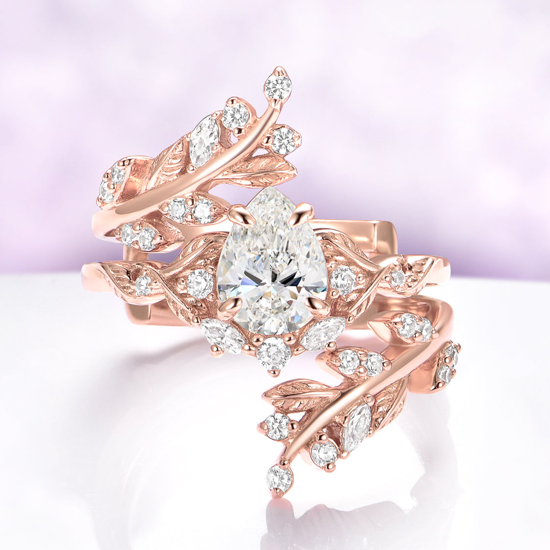 Wisteria Lab-Grown Diamond Engagement Ring Set in Solid 14K Rose Gold (IGI Certified)
