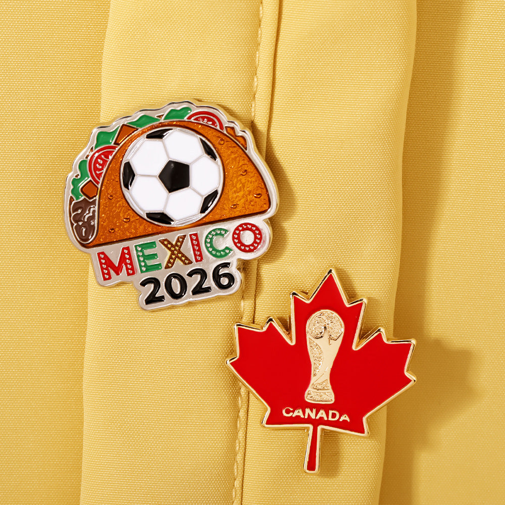 Mexico Taco Football Enamel Pin - Official Style FIFA World Cup 2026 Sports Souvenir & Lapel Badge