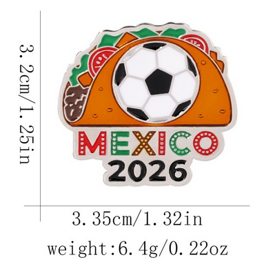 Mexico Taco Football Enamel Pin - Official Style FIFA World Cup 2026 Sports Souvenir & Lapel Badge