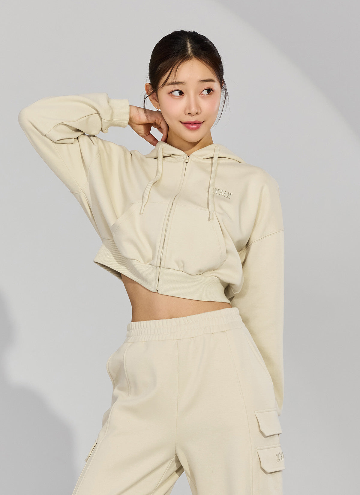 Warm Cotton Crop Hood Zip-up