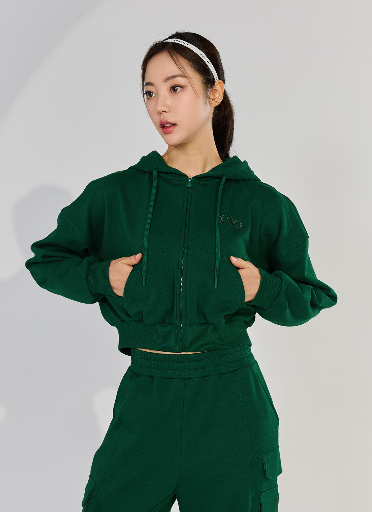 Warm Cotton Crop Hood Zip-up