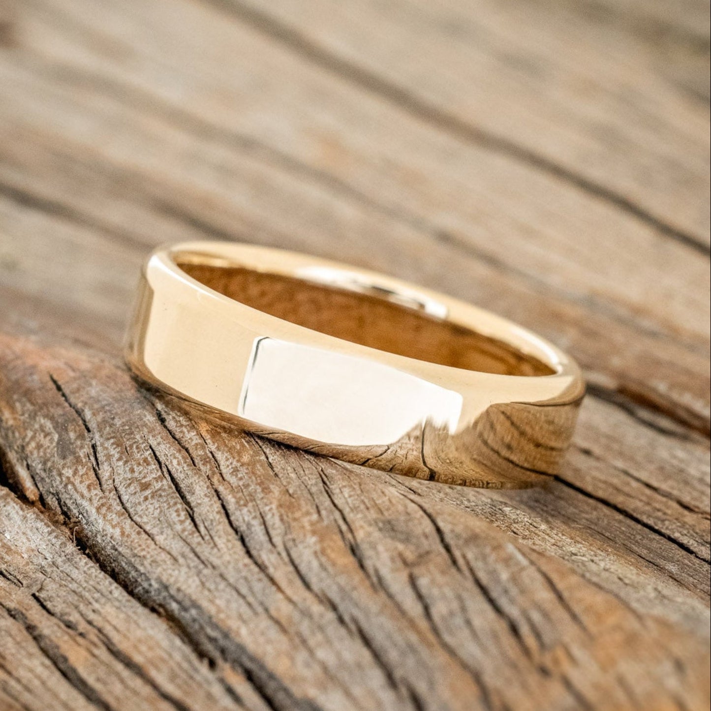 "Hyperion" - Whiskey Barrel Lined Wedding Band With Custom Finish