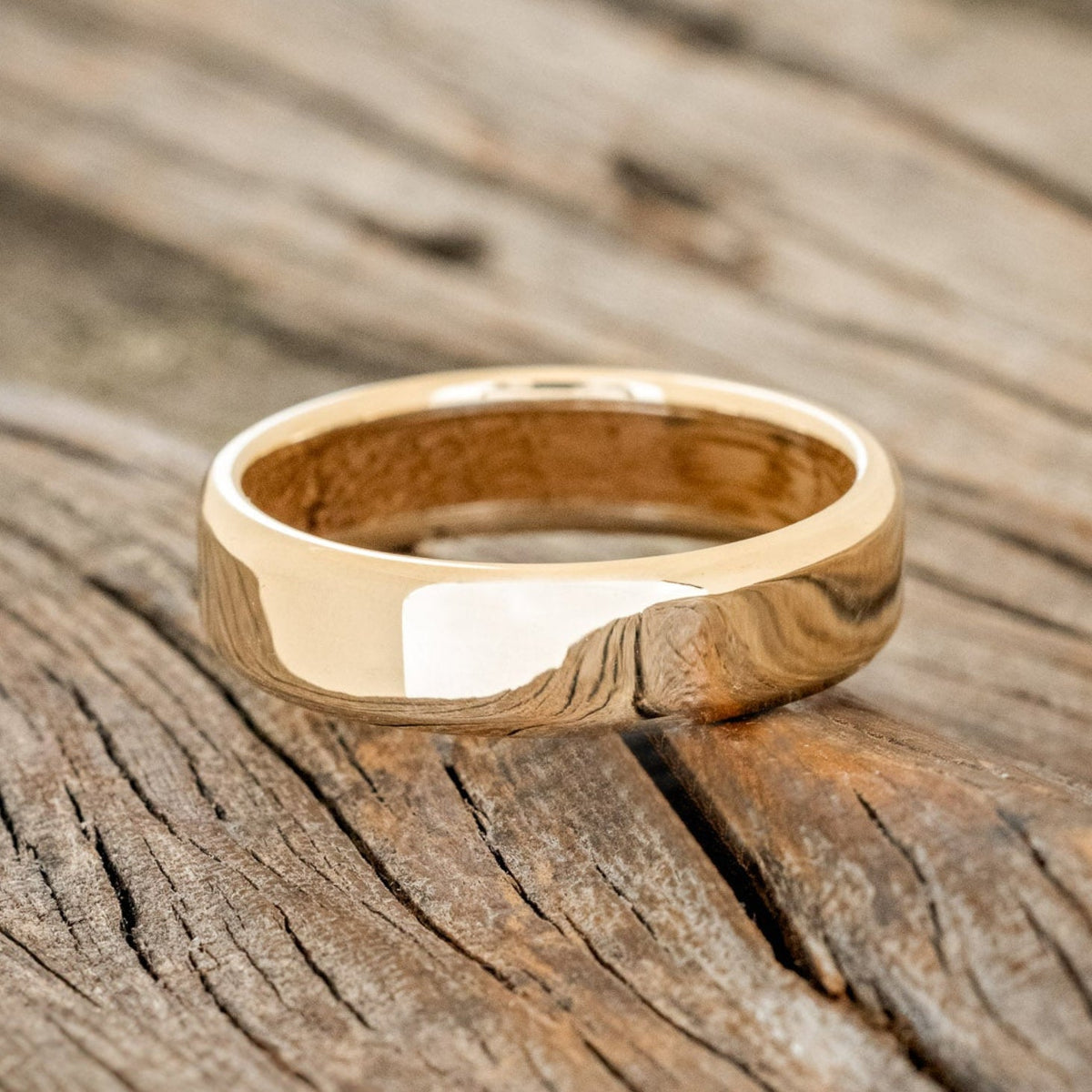 "Hyperion" - Whiskey Barrel Lined Wedding Band With Custom Finish