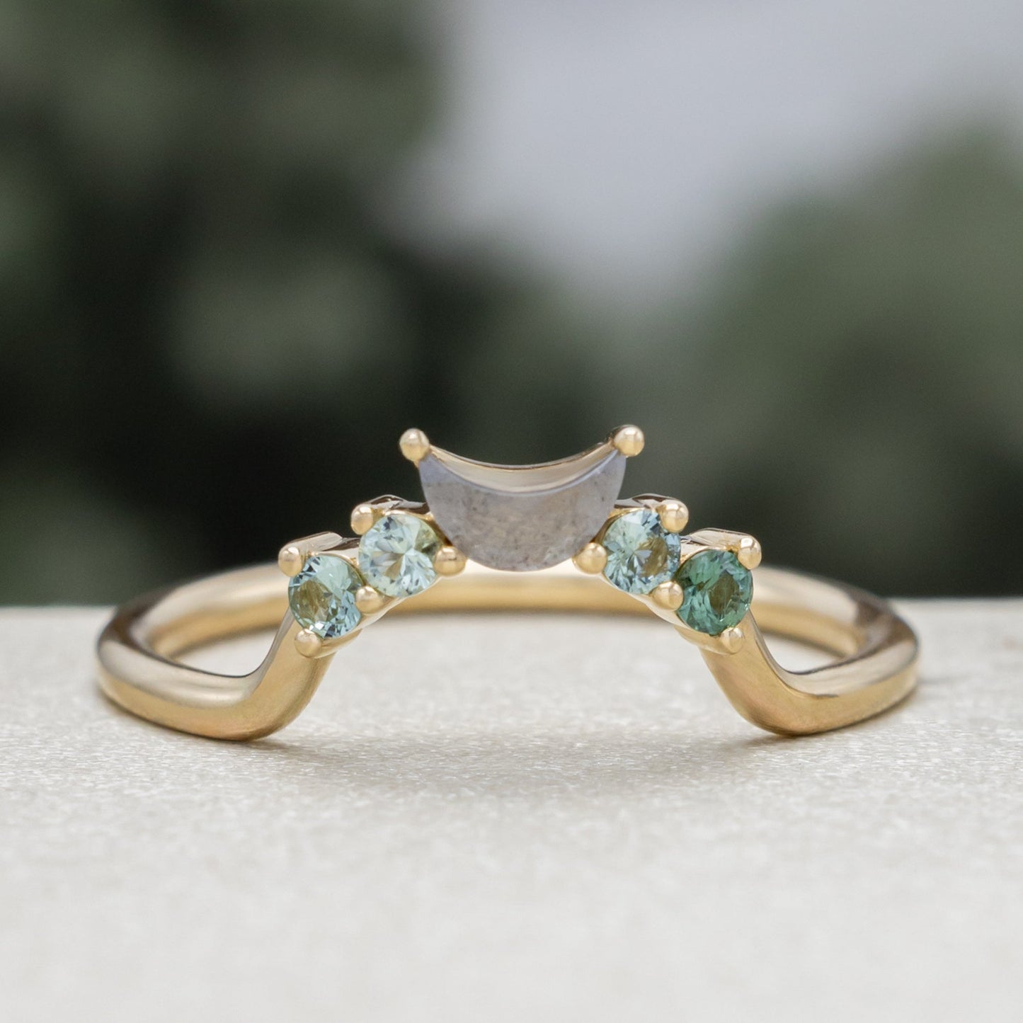 One-Of-A-Kind - "Andromeda" - Solitaire Pear Cut Montana Sapphire Engagement Ring With Tourmaline and Salt & Pepper Diamond Tracer