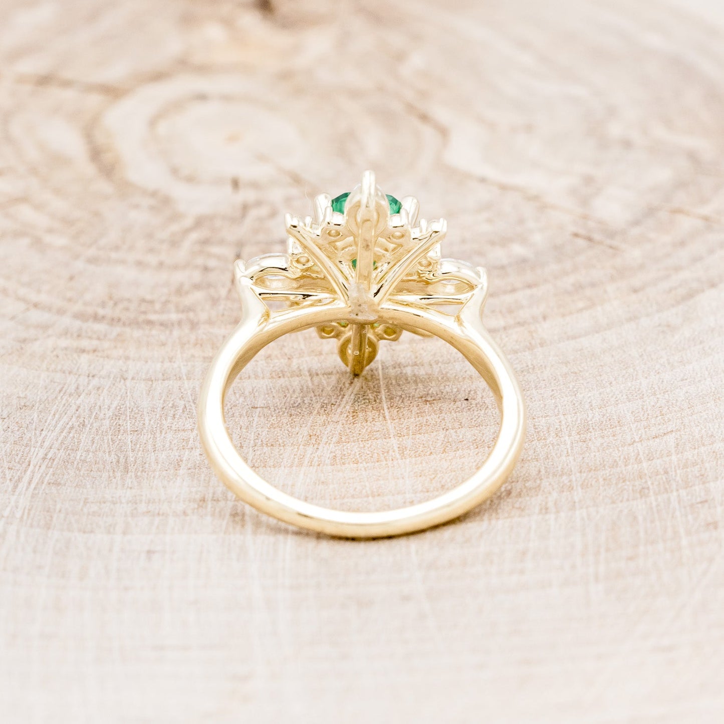 "Azalea" - Oval Lab-Grown Emerald Engagement Ring With Diamond Halo