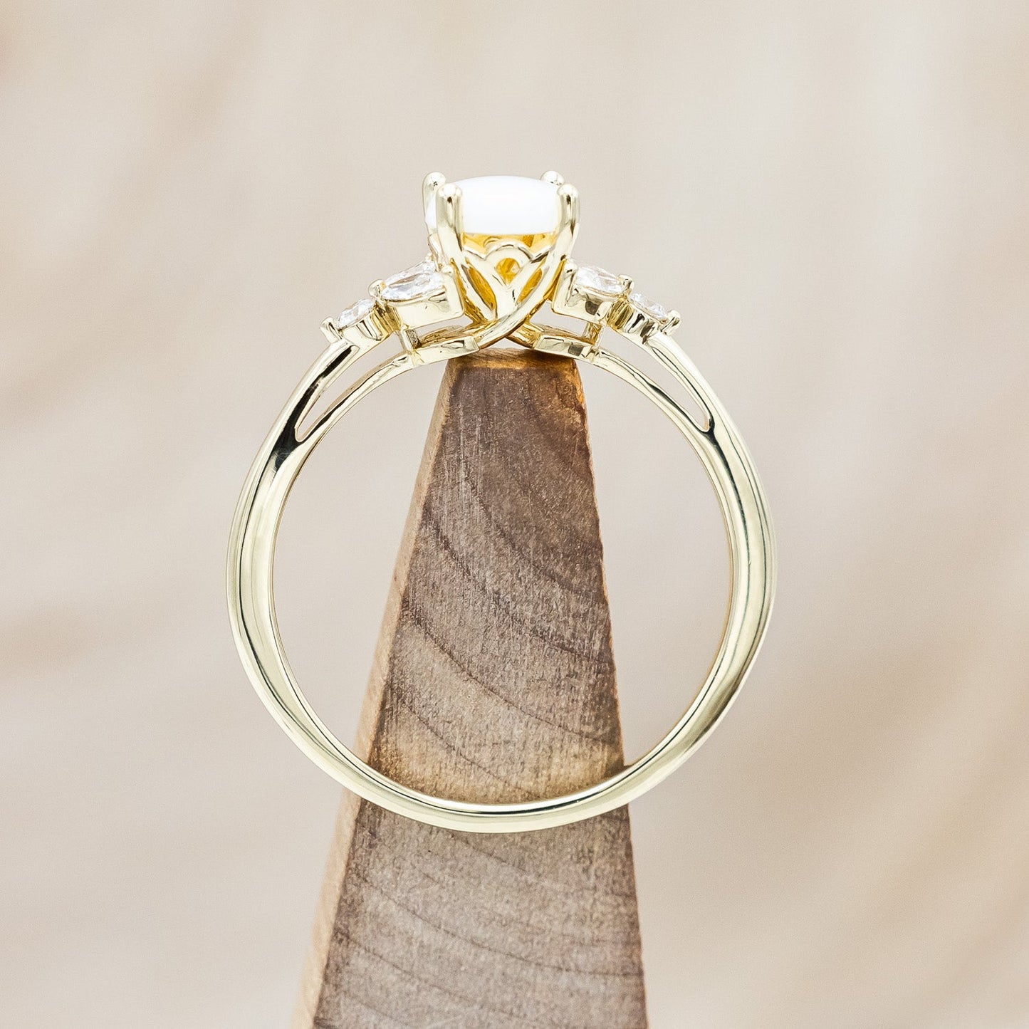 "Blossom" - Cabochon Cut Opal Engagement Ring With Diamond Accents