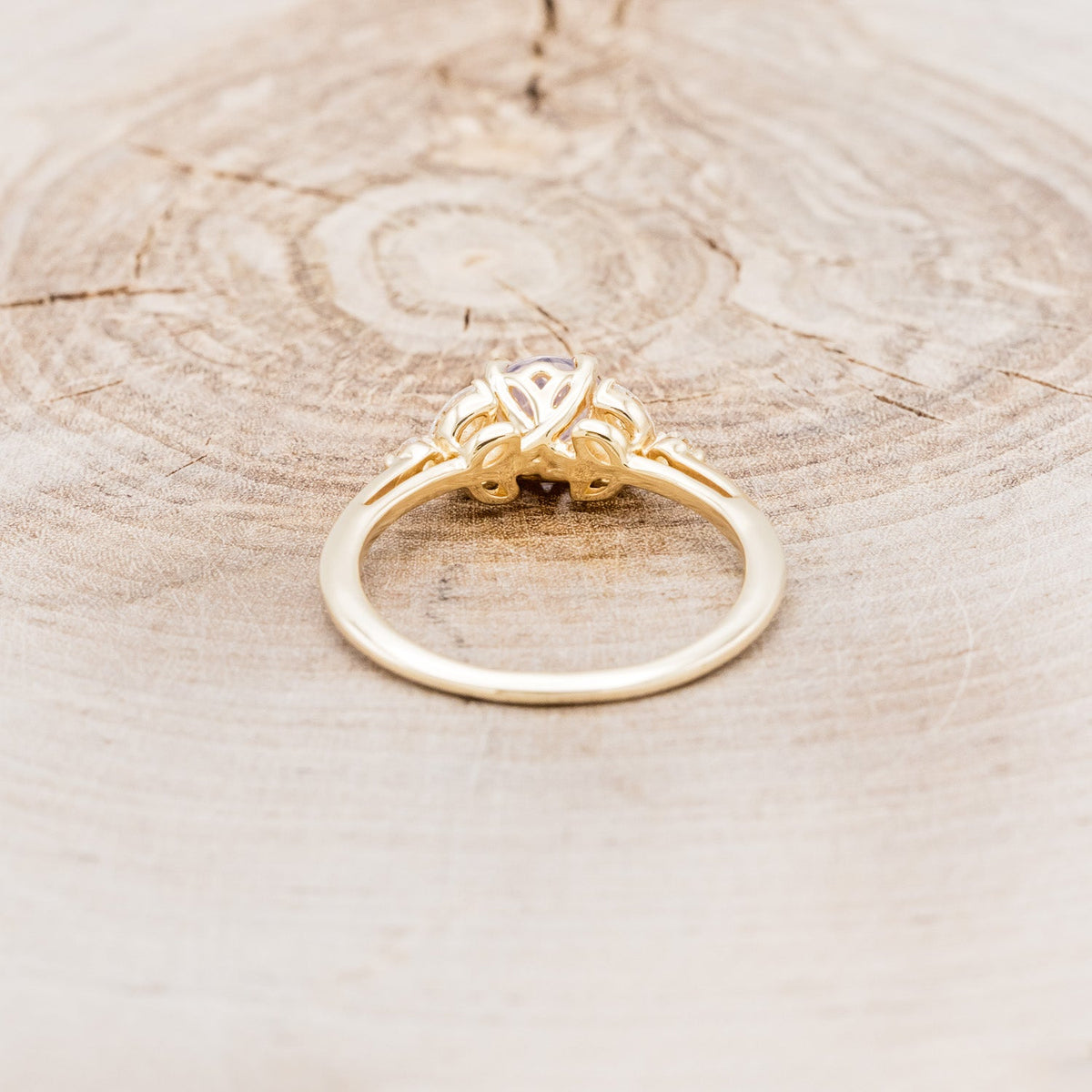"Blossom" - Round Cut Lavender Quartz Engagement Ring With Diamond Accents