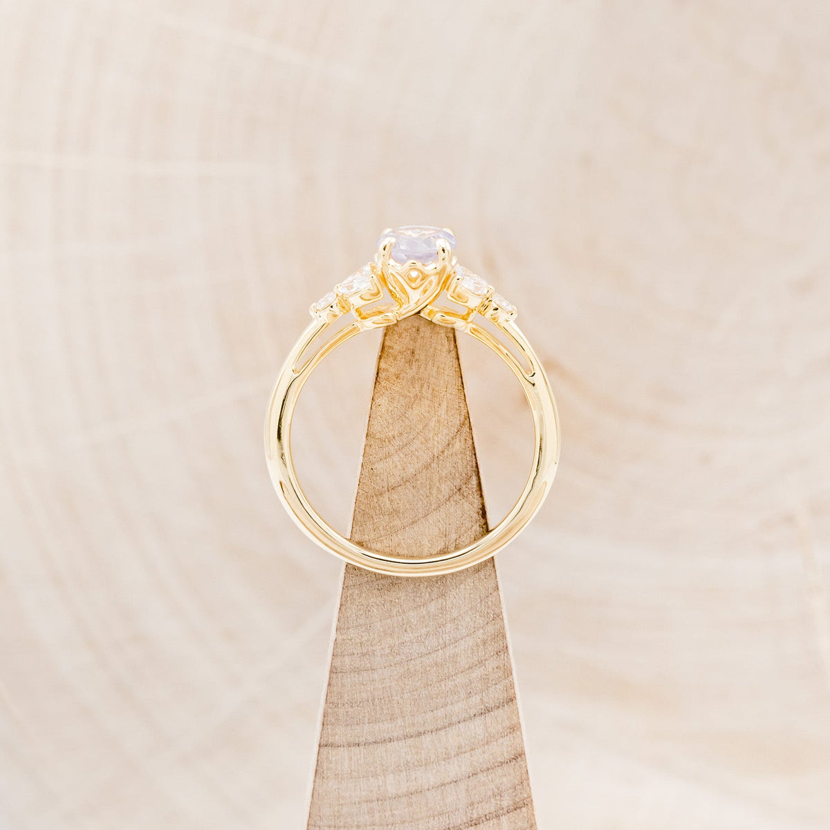 "Blossom" - Round Cut Lavender Quartz Engagement Ring With Diamond Accents