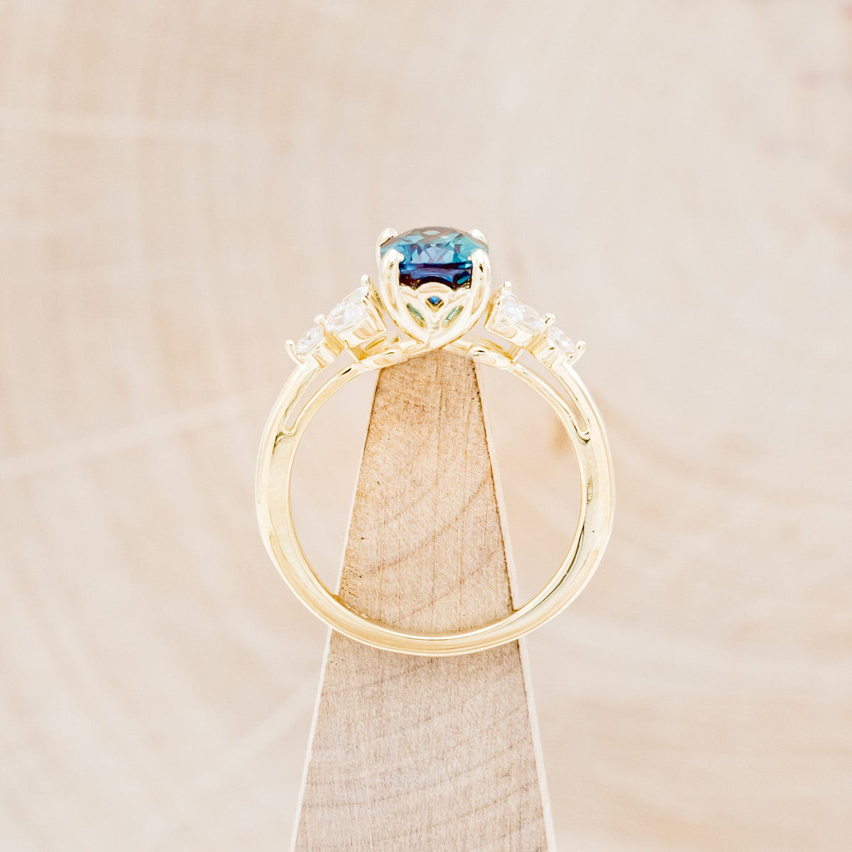 "Blossom" - Oval Cut Lab-Grown Alexandrite Engagement Ring With Diamond Accents