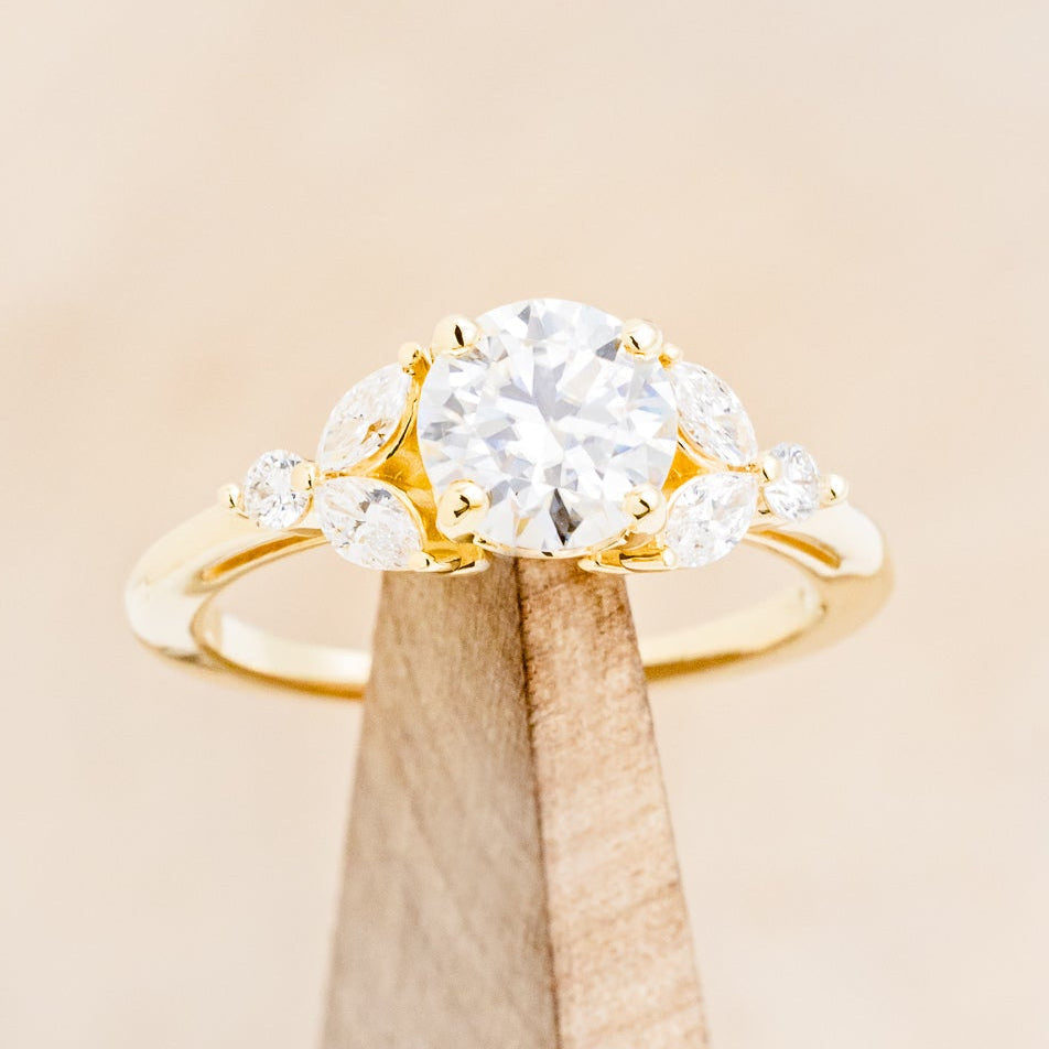 "Blossom" - Round Cut Moissanite Engagement Ring With Diamond Accents