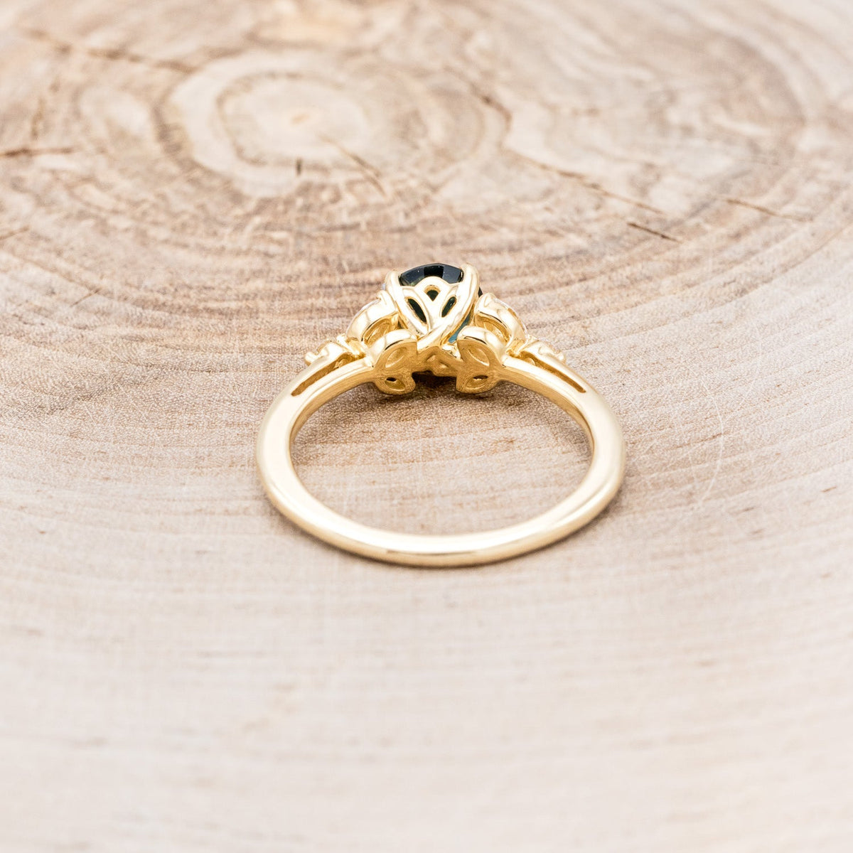 "Blossom" - Round Cut Montana Sapphire Engagement Ring With Diamond Accents