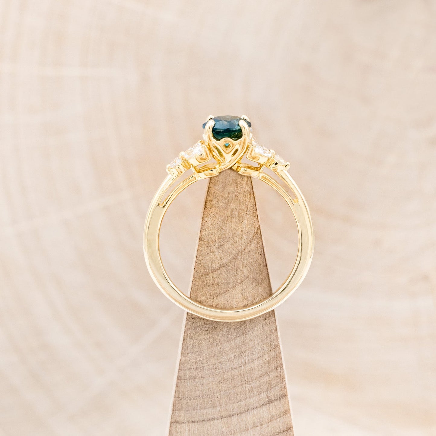 "Blossom" - Round Cut Montana Sapphire Engagement Ring With Diamond Accents