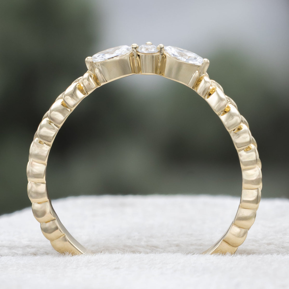 "Laurel" - Bridal Suite - Oval Cut Montana Sapphire Wedding Ring Set With Lab-Grown Diamond Accents & Tracer