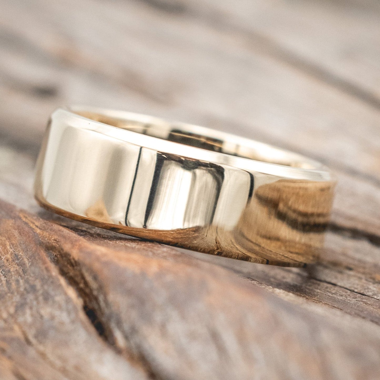 "Hyperion" - Crushed Moss Agate Lined Wedding Band With Custom Finish