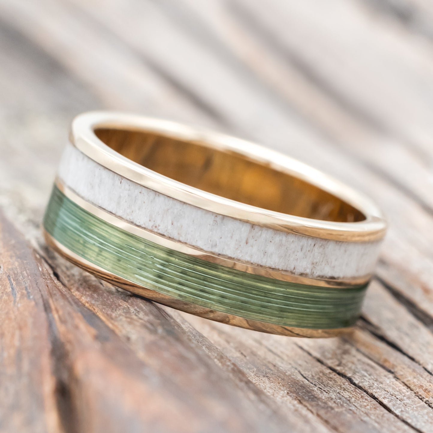 "Dyad" - Antler & Fishing Line Wedding Band