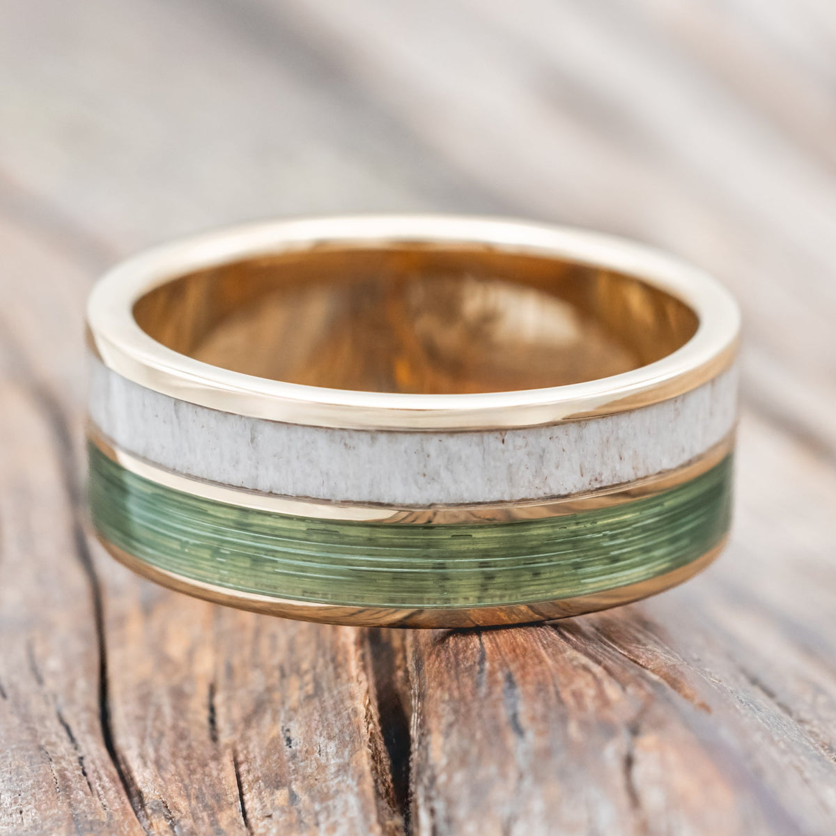 "Dyad" - Antler & Fishing Line Wedding Band