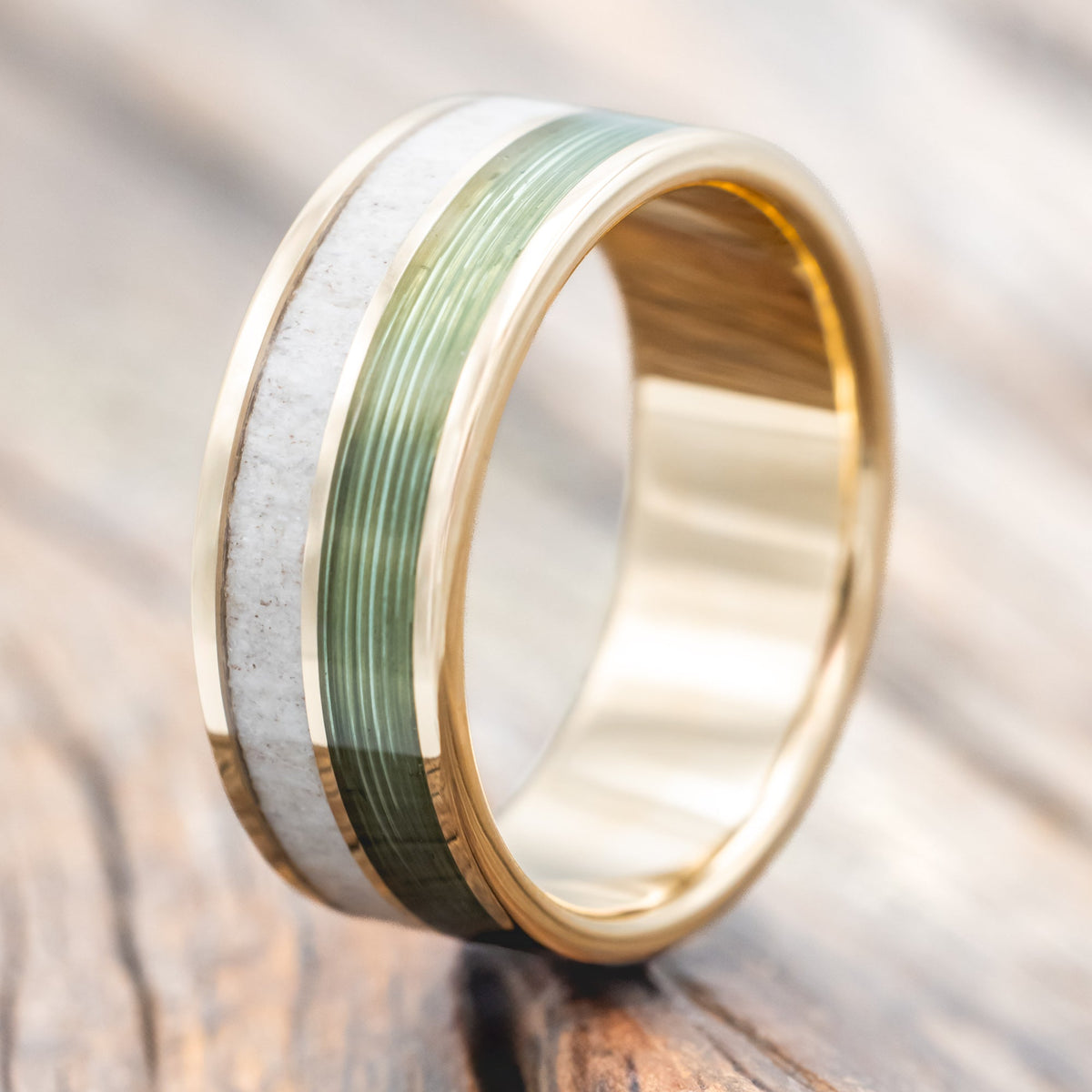 "Dyad" - Antler & Fishing Line Wedding Band