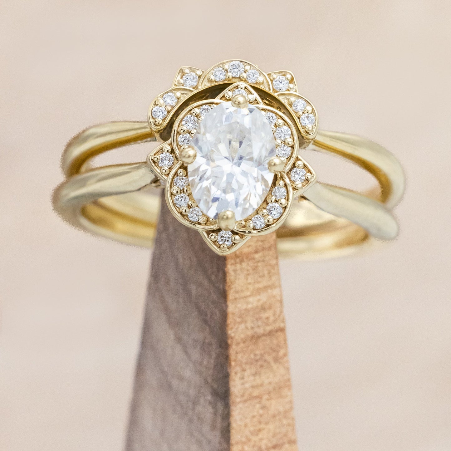 "Jane" - Moissanite Engagement Ring With Diamond Accents & Tracer
