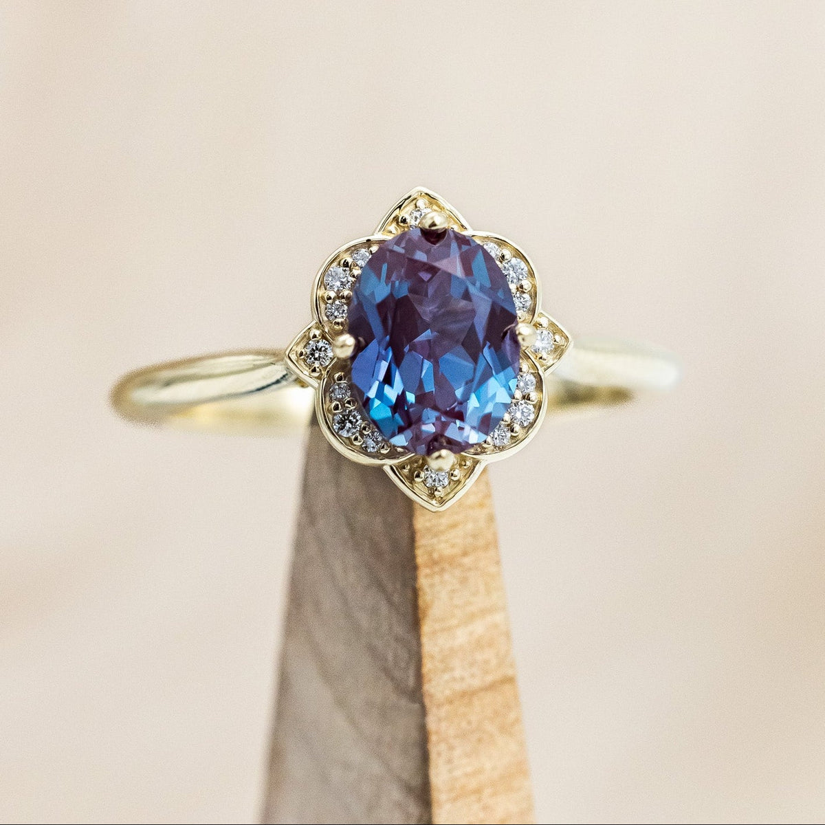 "Jane" - Lab-Grown Alexandrite Engagement Ring With Diamond Accents