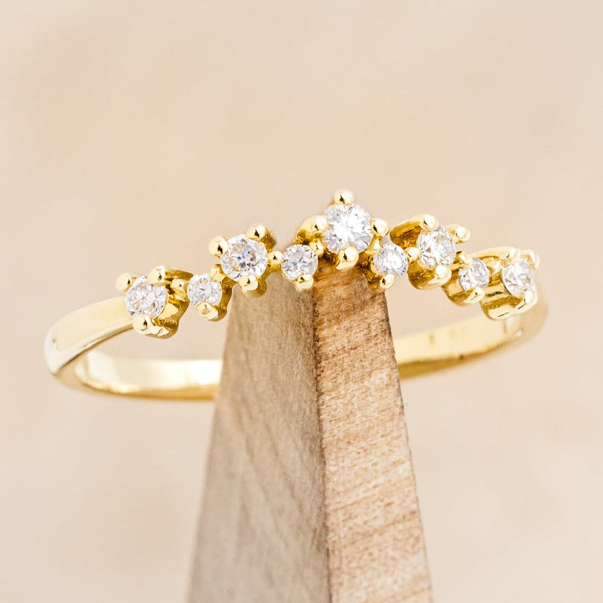 "Starla" - Round Cut Moissanite Engagement Ring With Starburst Diamond Halo