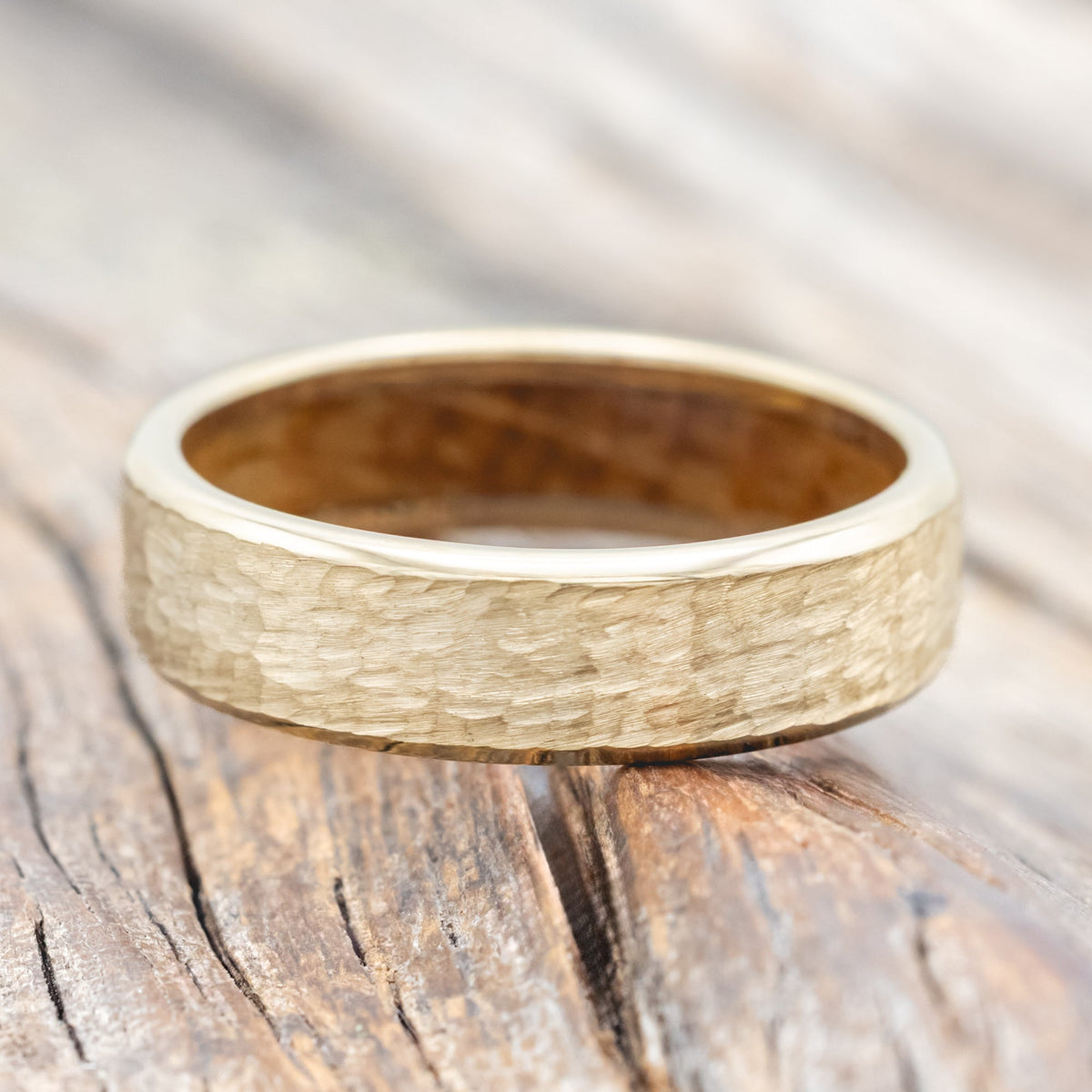"Hyperion" - Whiskey Barrel Lined Wedding Band With Custom Finish