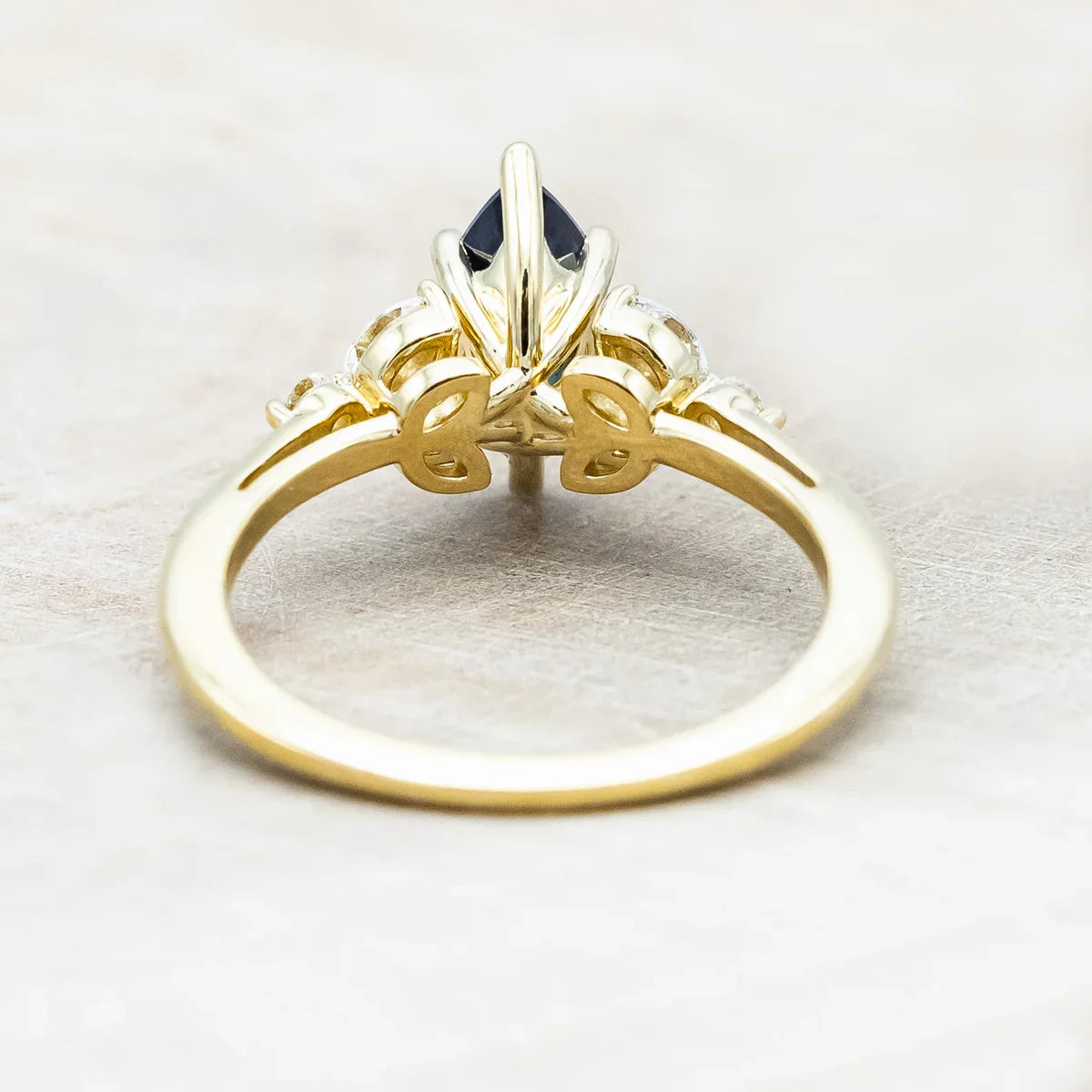 "Blossom" - Marquise Cut Lab-Grown Alexandrite Engagement Ring With Diamond Accents - 14K Yellow Gold - Size 7 1/4