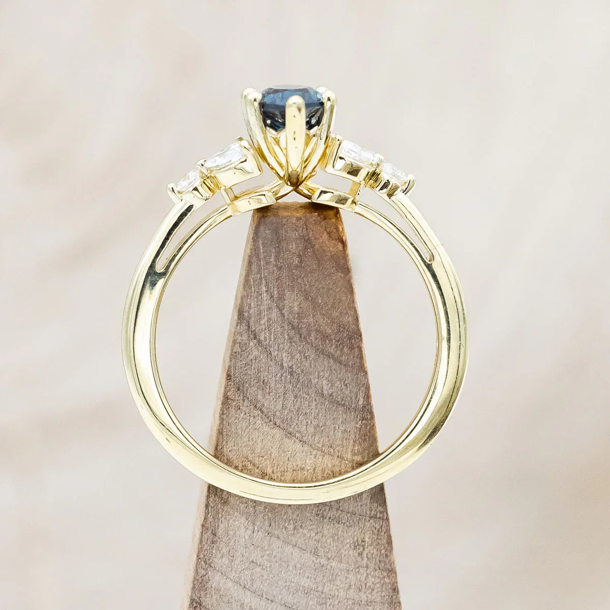 "Blossom" - Marquise Cut Lab-Grown Alexandrite Engagement Ring With Diamond Accents - 14K Yellow Gold - Size 7 1/4