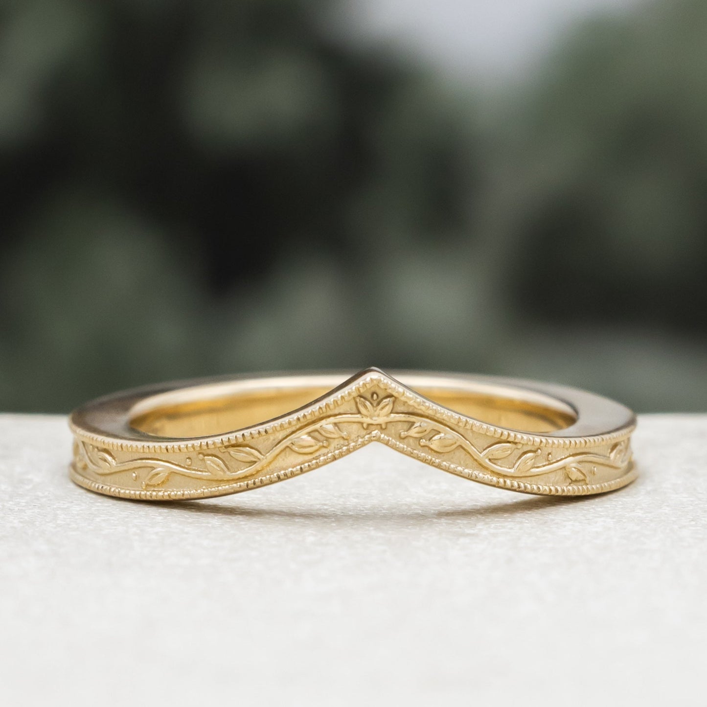 "Guinevere" - Moissanite Engagement Ring Featuring Diamond Accents and Vine Filigree with Milgrain Tracer