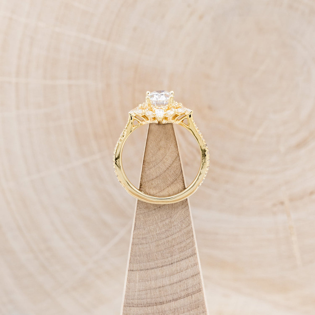 "North Star" - Oval Cut Moissanite Engagement Ring With Diamond Accents & Tracer