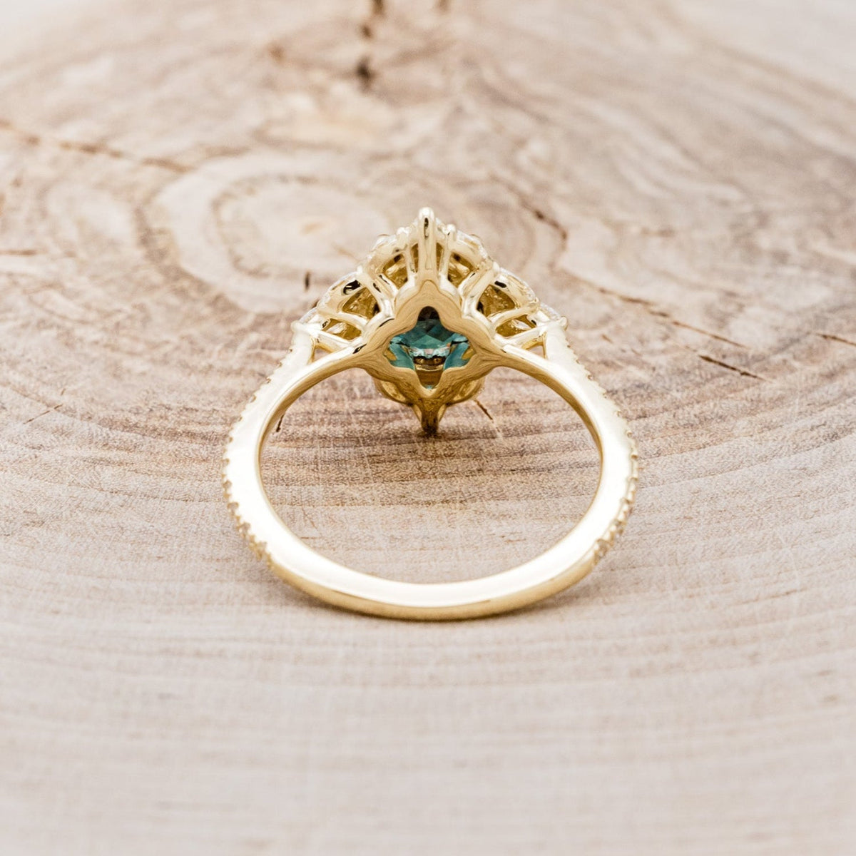 "North Star" - Lab-Grown Alexandrite Engagement Ring With Diamond Halo & Tracer