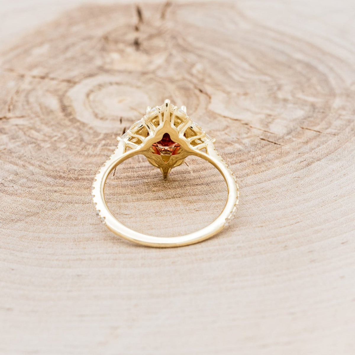 "North Star" - Oval Garnet Engagement Ring With Diamond Halo & Accents