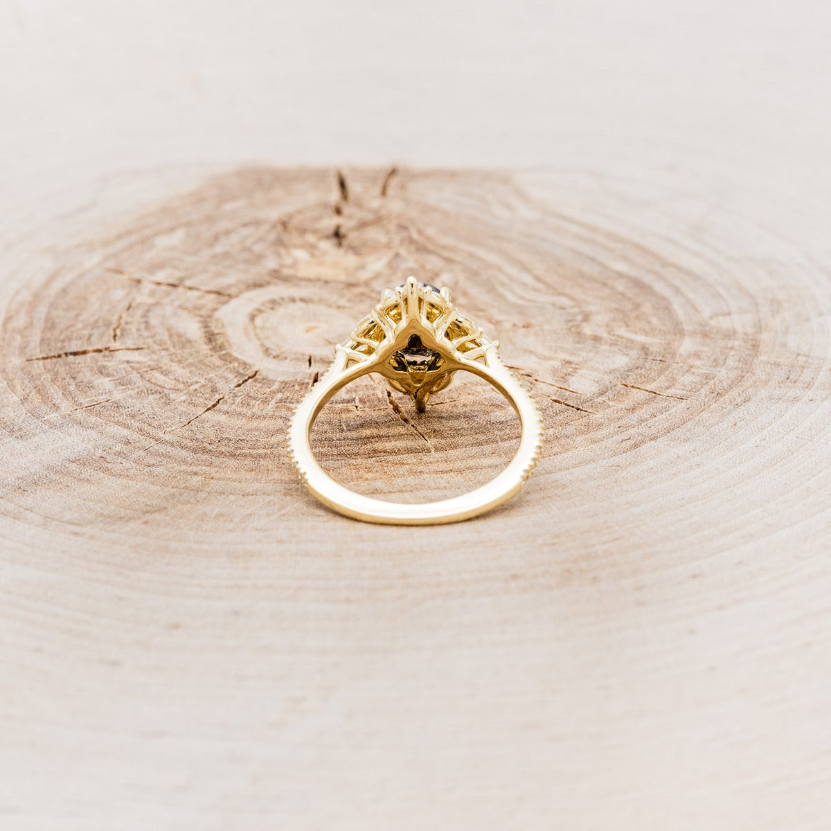 "North Star" - Oval Salt & Pepper Diamond Engagement Ring With Diamond Halo & Accents