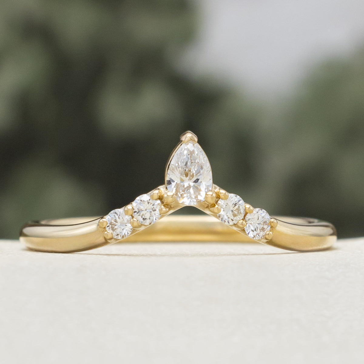 "Octavia" - Elongated Hexagon Cut Moissanite Engagement Ring With Diamond Accents