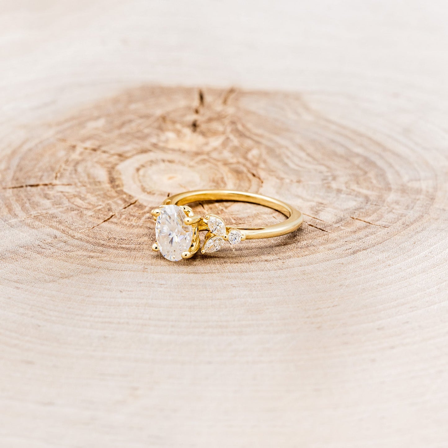 "Blossom" - Oval Cut Moissanite Engagement Ring With Diamond Accents