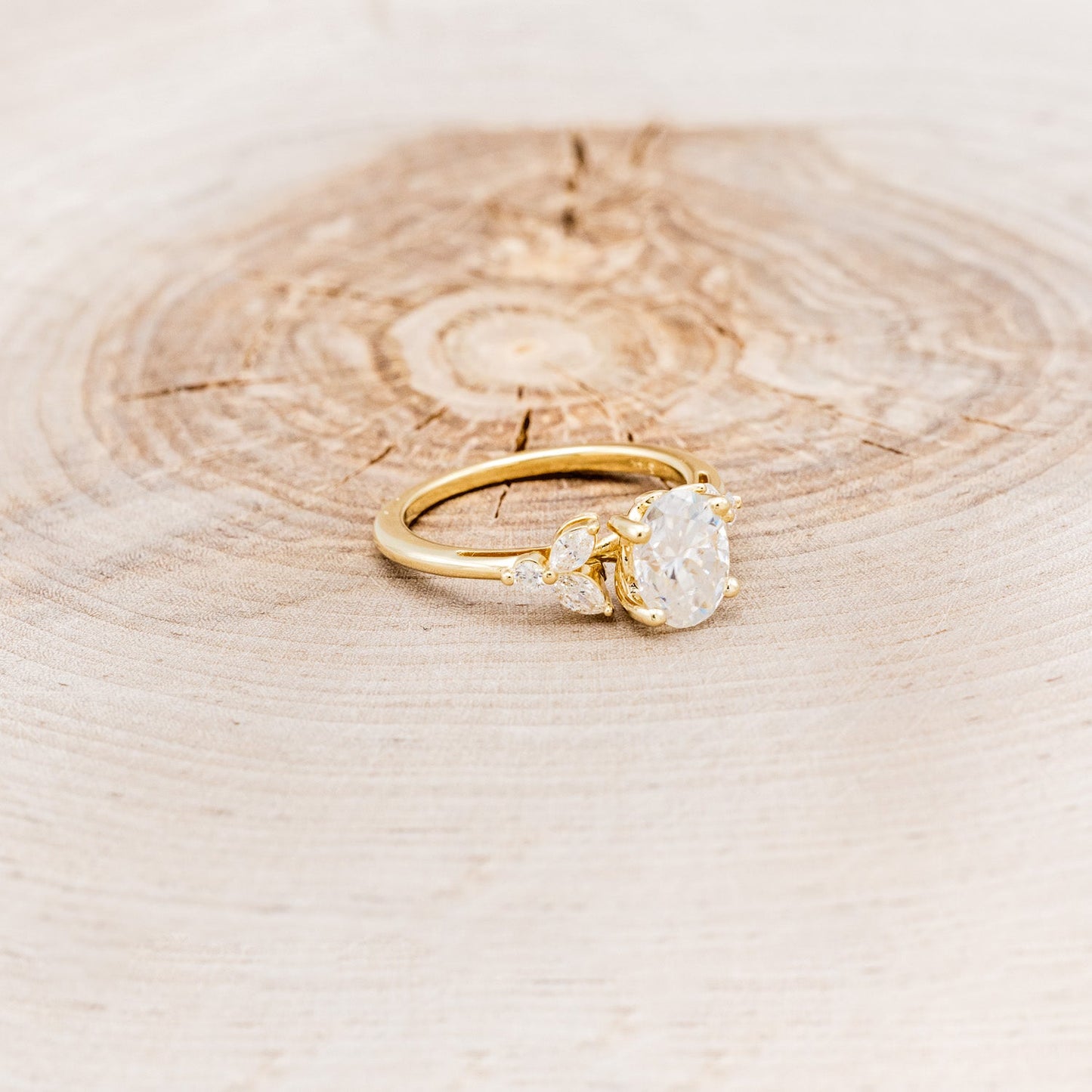 "Blossom" - Oval Cut Moissanite Engagement Ring With Diamond Accents