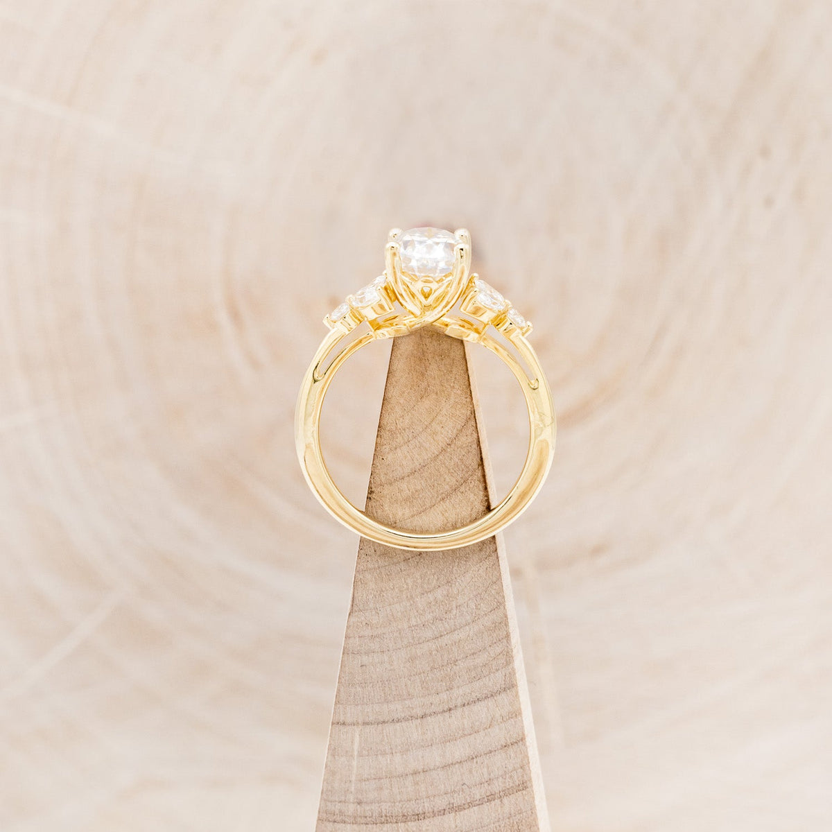 "Blossom" - Oval Cut Moissanite Engagement Ring With Diamond Accents
