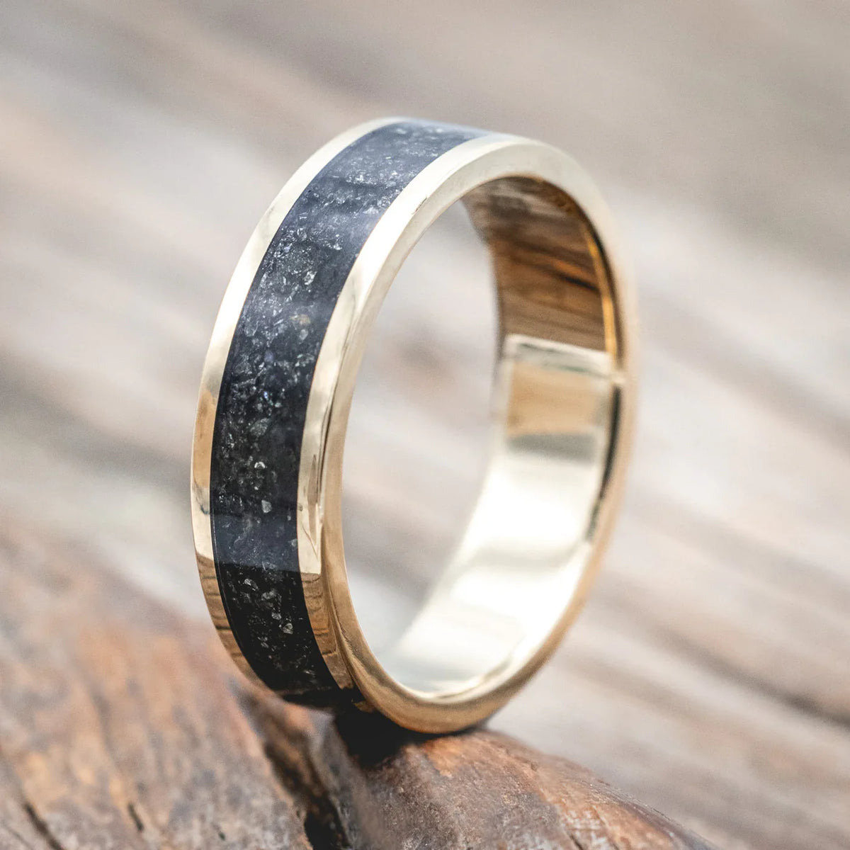 "Rainier" - Pyrite Wedding Ring - 14K Yellow Gold (6mm) - Size 9