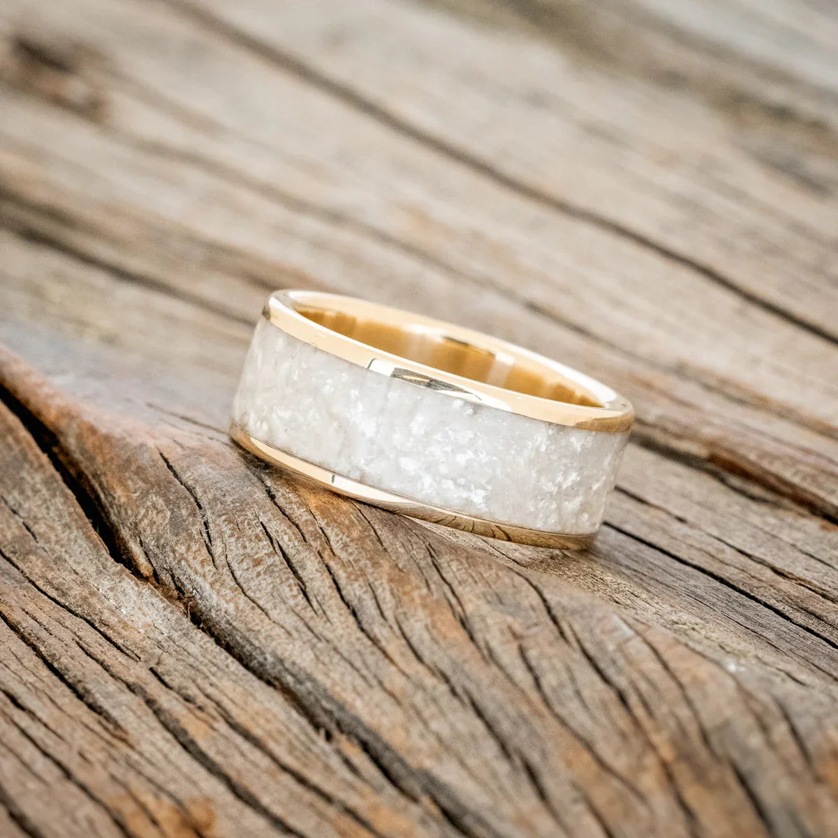 "Rainier" - Diamond Dust Wedding Ring - 14K Yellow Gold (8mm) - Size 8
