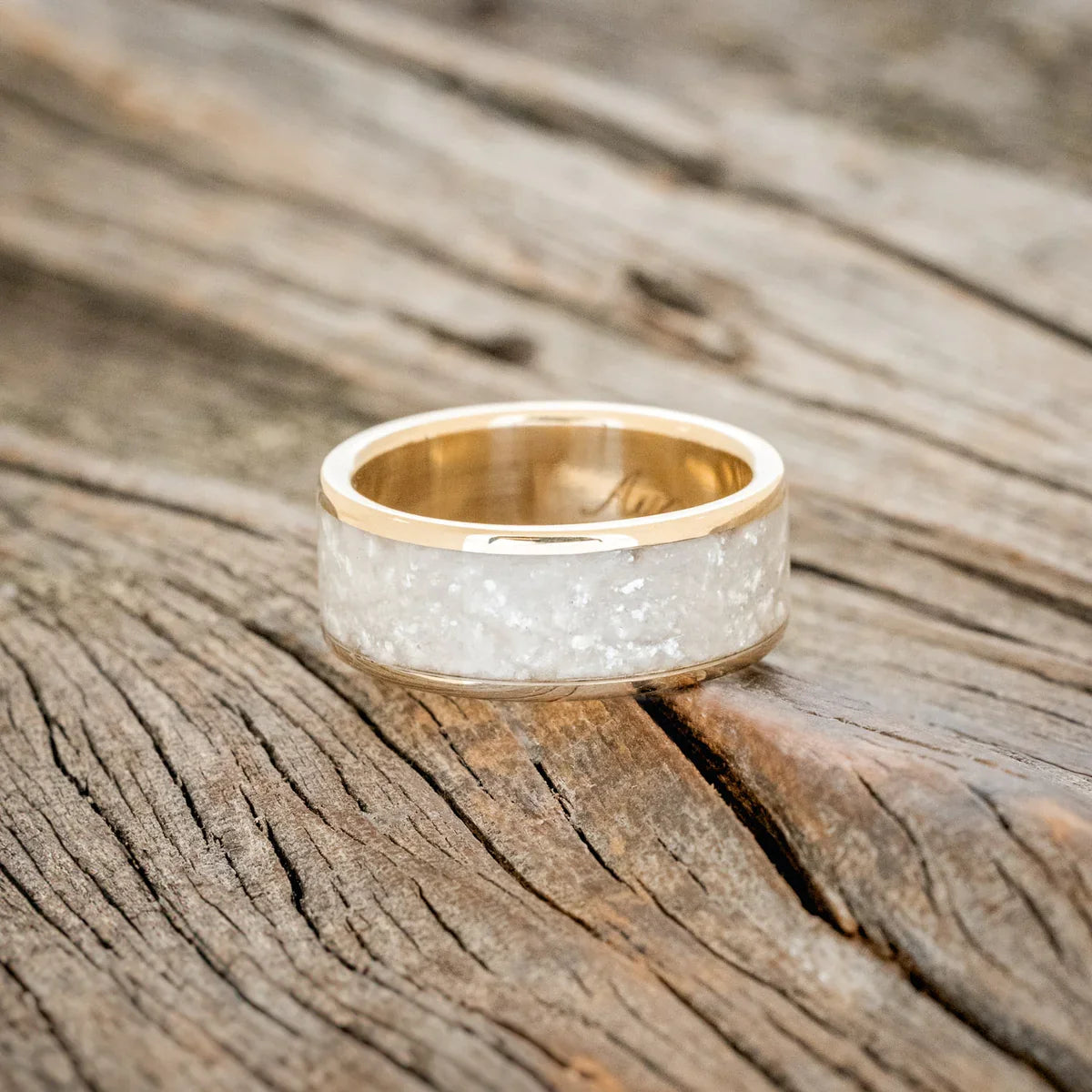 "Rainier" - Diamond Dust Wedding Ring - 14K Yellow Gold (8mm) - Size 8