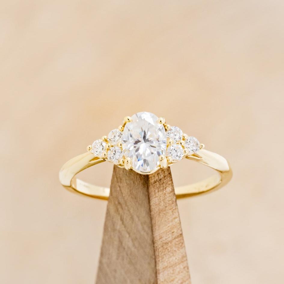 "Rhea" - Oval Cut Moissanite Engagement Ring With Diamond Accents