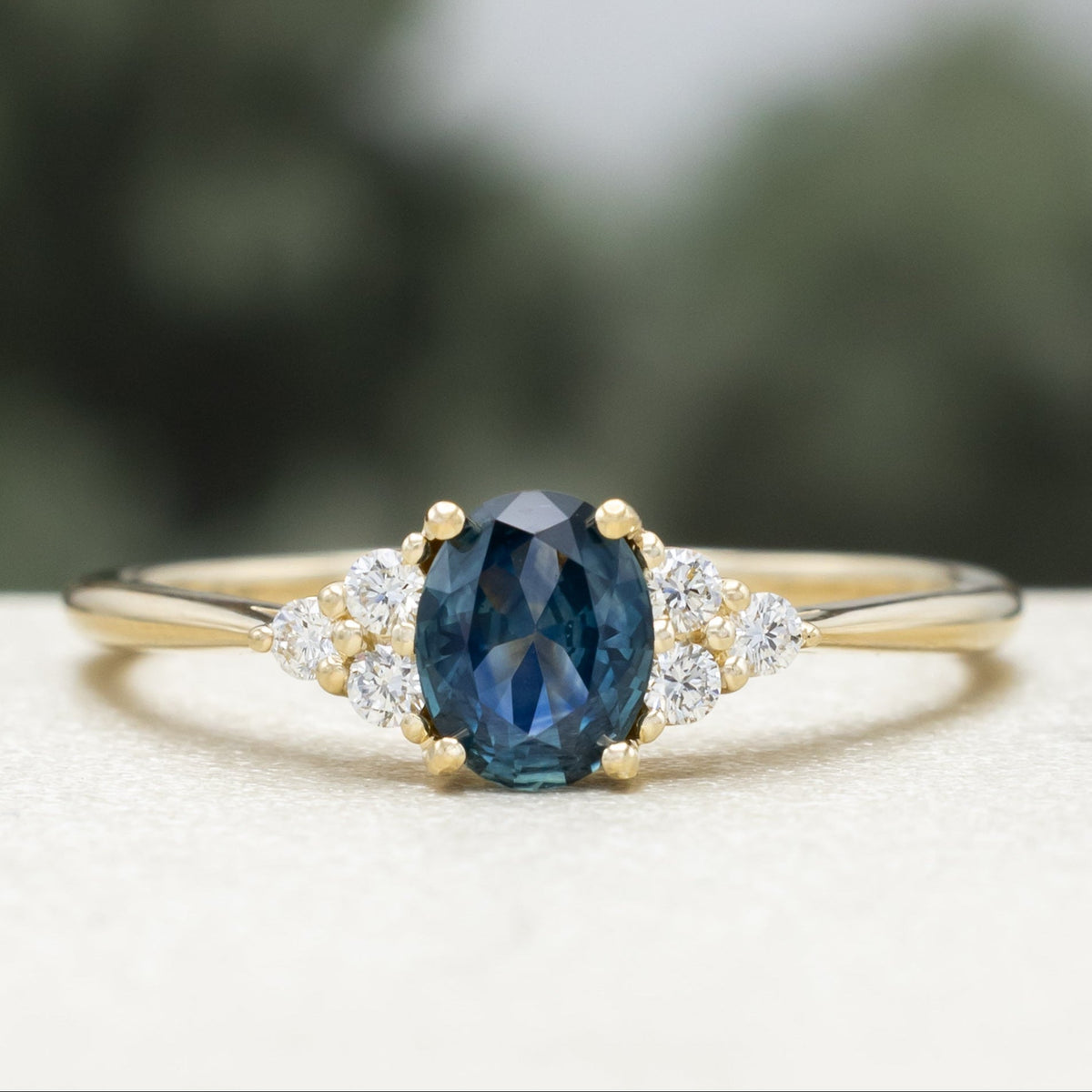 "Rhea" - Montana Sapphire Engagement Ring With Diamond Accents