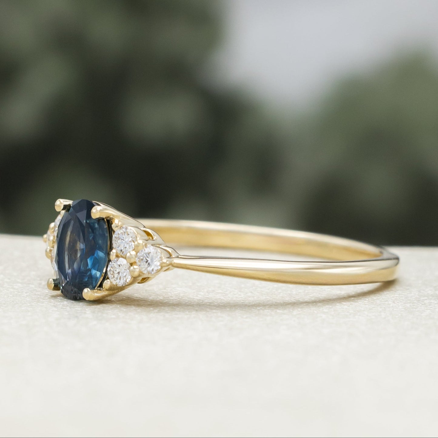 "Rhea" - Montana Sapphire Engagement Ring With Diamond Accents