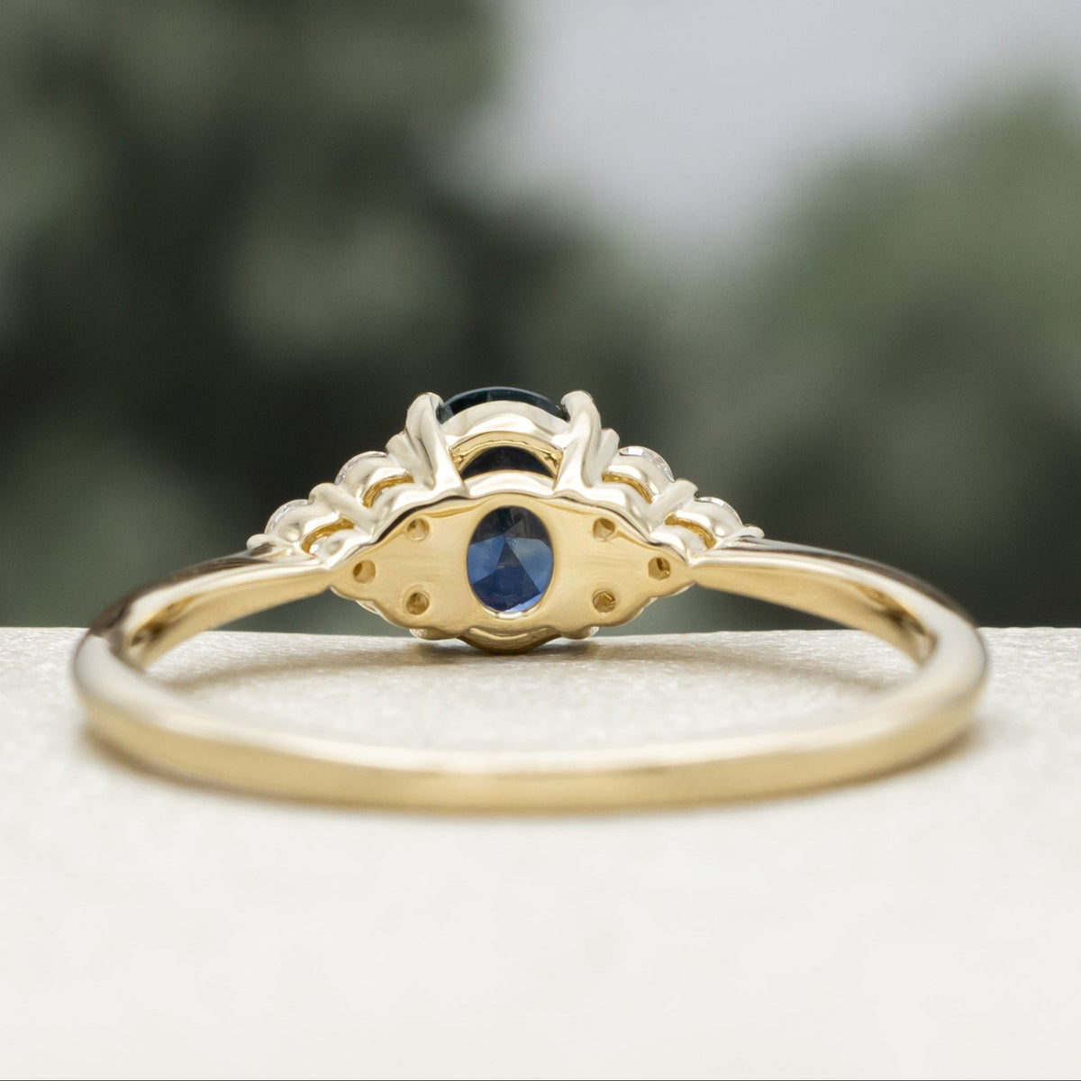 "Rhea" - Montana Sapphire Engagement Ring With Diamond Accents