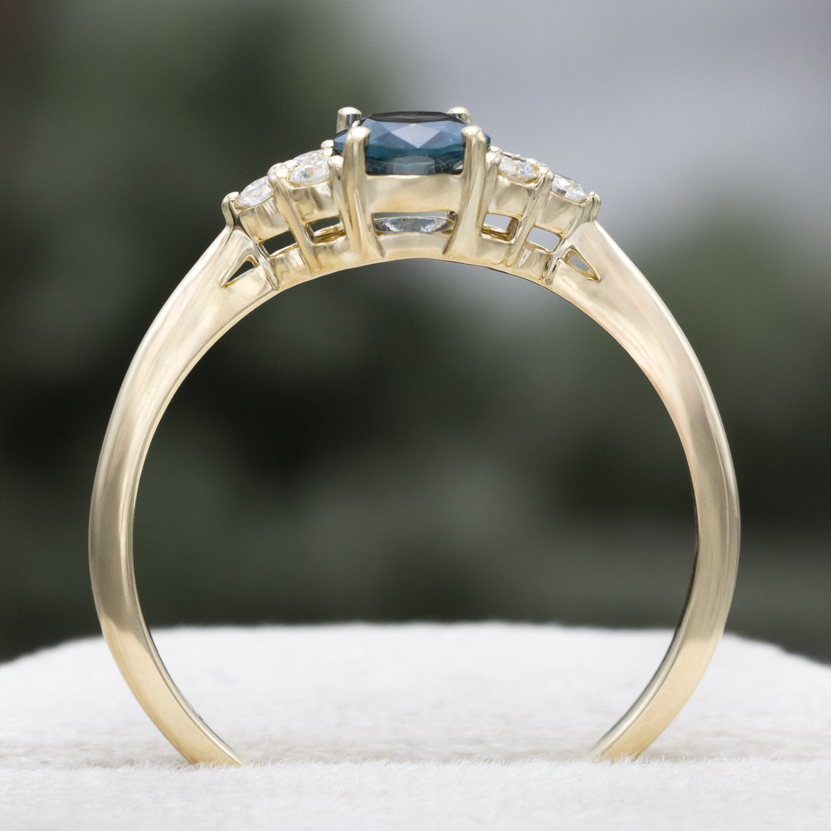 "Rhea" - Montana Sapphire Engagement Ring With Diamond Accents