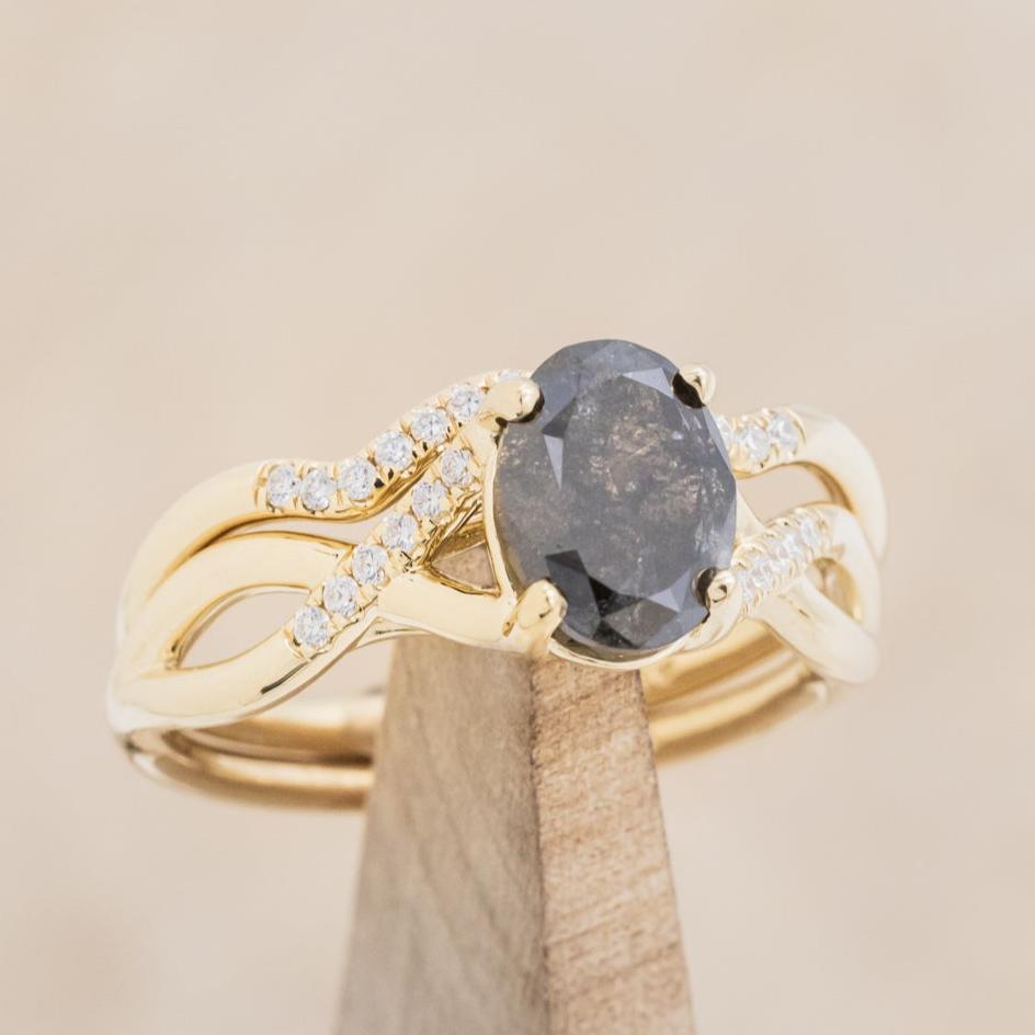 "Roslyn" - Salt & Pepper Diamond Engagement Ring With Diamond Accents