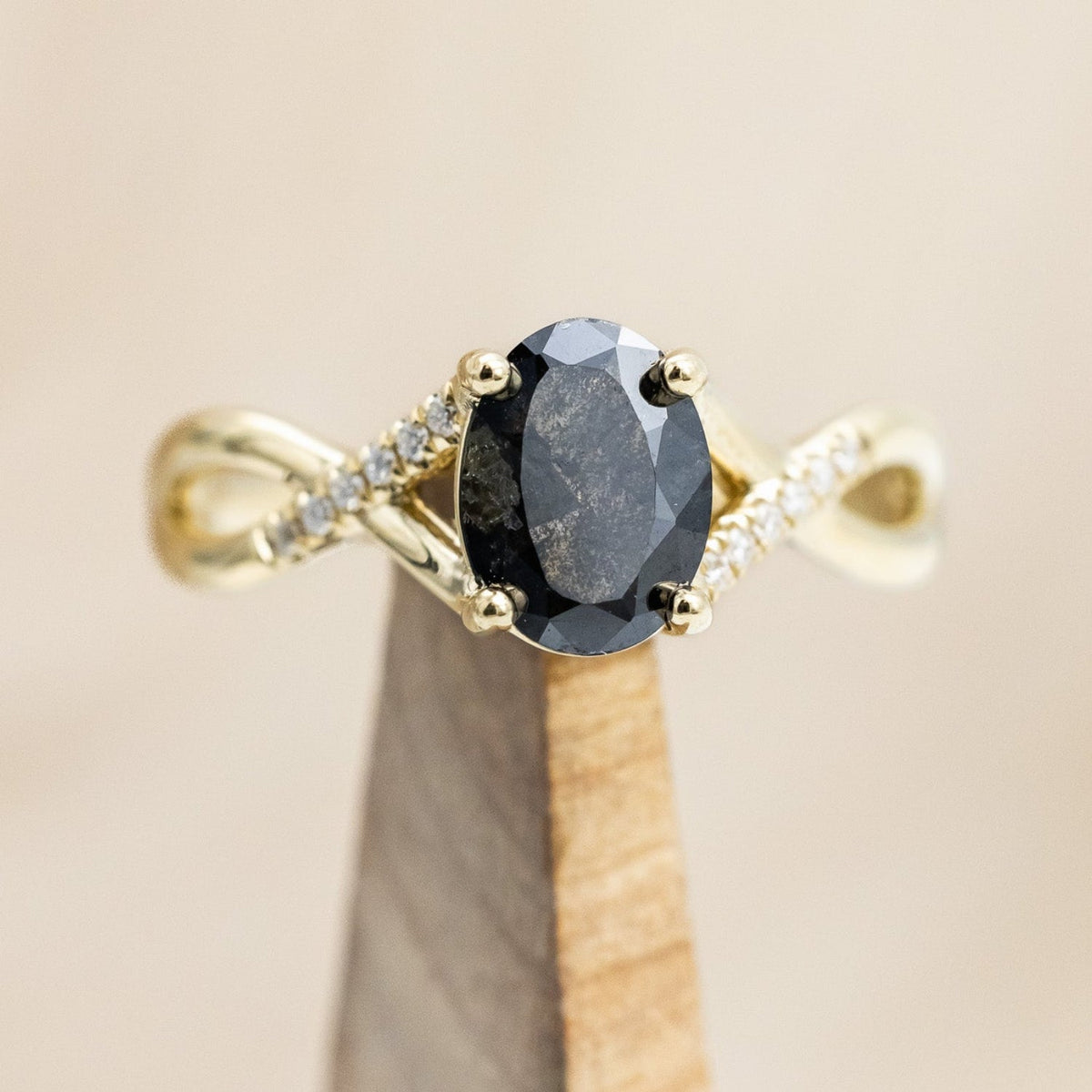 "Roslyn" - Salt & Pepper Diamond Engagement Ring With Diamond Accents