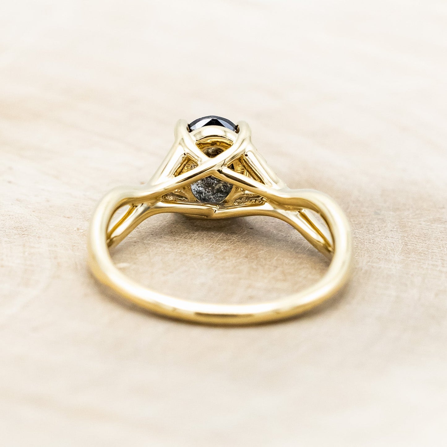 "Roslyn" - Salt & Pepper Diamond Engagement Ring With Diamond Accents