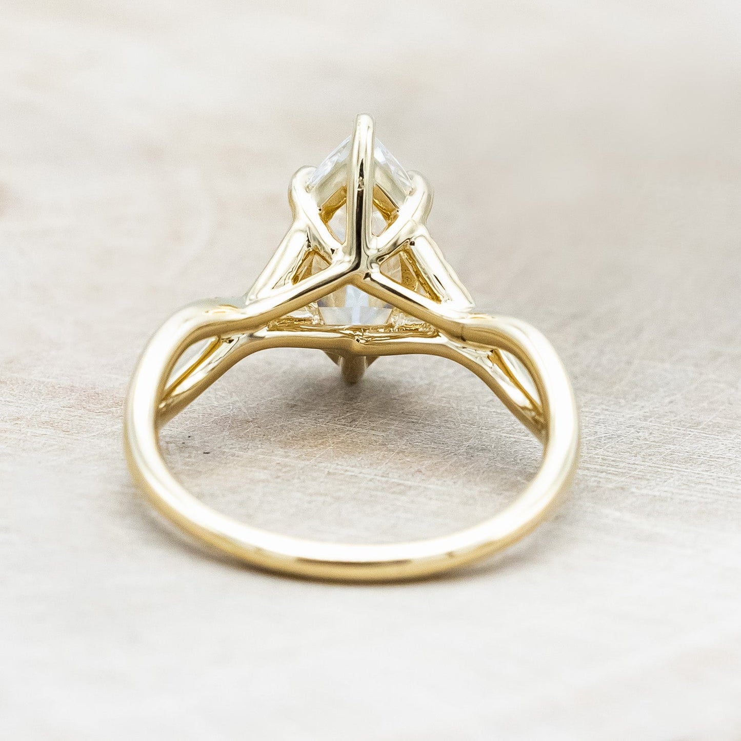 "Roslyn" - Marquise Cut Moissanite Engagement Ring With Diamond Accents